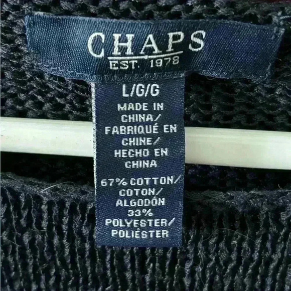 CHAPS sweater sz L navy white and coral - Picture 2 of 3